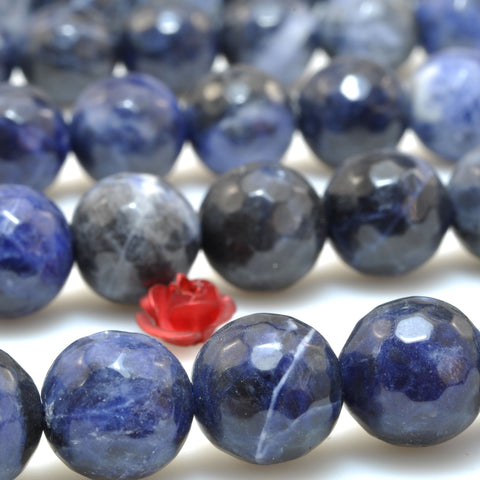 Natural Blue Sodalite Stone faceted round beads wholesale loose gemstone for jewelry making diy bracelet