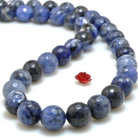 Natural Blue Sodalite Stone faceted round beads wholesale loose gemstone for jewelry making diy bracelet