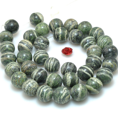Natural Green Zebra Jasper smooth round beads gemstone wholesale for jewelry making diy bracelet necklace