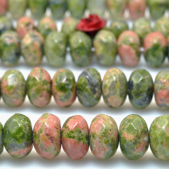 Natural Unakite Stone faceted rondelle beads green red wholesale gemstone jewelry making diy bracelet