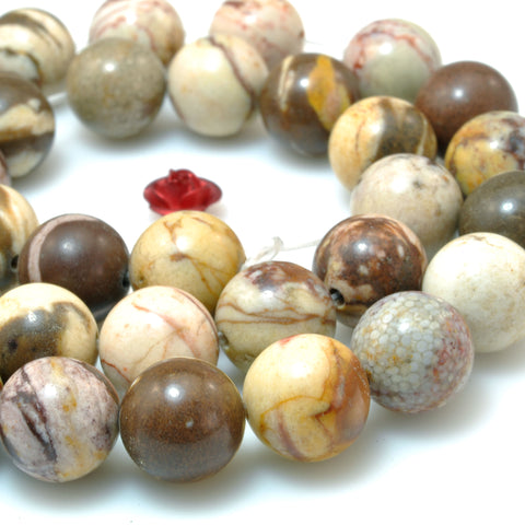 Natural Brown Zebra Jasper smooth round beads wholesale gemstone jewelry making diy bracelet necklace