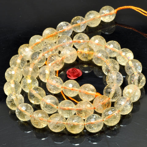 Natural Yellow Citrine faceted round loose beads wholesale gemstone crystal jewelry making DIY
