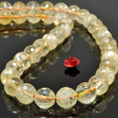 Natural Yellow Citrine faceted round loose beads wholesale gemstone crystal jewelry making DIY