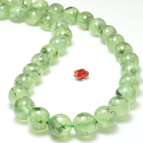 Natural Green Prehnite smooth round loose beads wholesale gemstone for jewelry making DIY