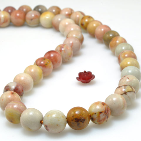 Natural Stone Rainbow Jasper smooth round beads wholesale gemstone for jewelry making diy bracelet