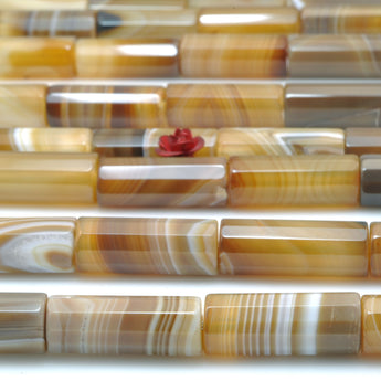 Natural Brown Banded Agate faceted Tube beads striped agate stone for jewelry making diy bracelet necklace