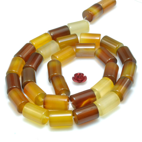 Natural Brown Agate smooth tube beads wholesale loose gemstone for jewelry making diy bracelet