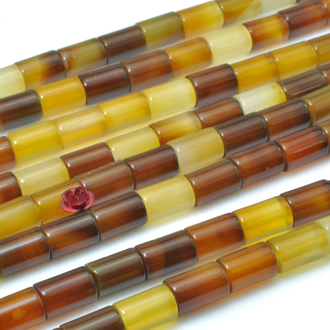 Natural Brown Agate smooth tube beads wholesale loose gemstone for jewelry making diy bracelet