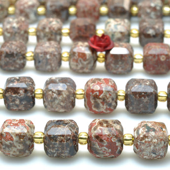 Natural Brown Mushroom Japser stone faceted cube loose beads wholesale gemstone for jewelry making bracelets necklace DIY
