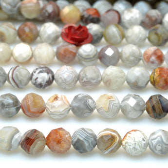 Natural Crazy Lace Agate faceted round beads loose gemstones wholesale for jewelry making diy bracelet