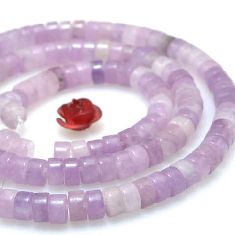 Natural Lilac Jasper stone smooth wheel Heshi beads loose gemstones wholesale for jewelry making diy bracelet