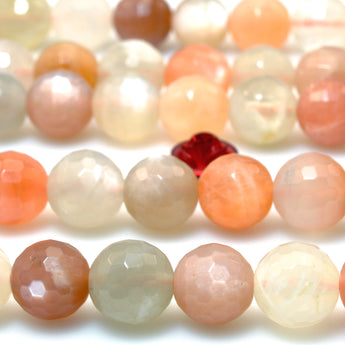 Natural Rainbow Moonstone faceted round loose beads gemstone wholesale jewelry making 15"