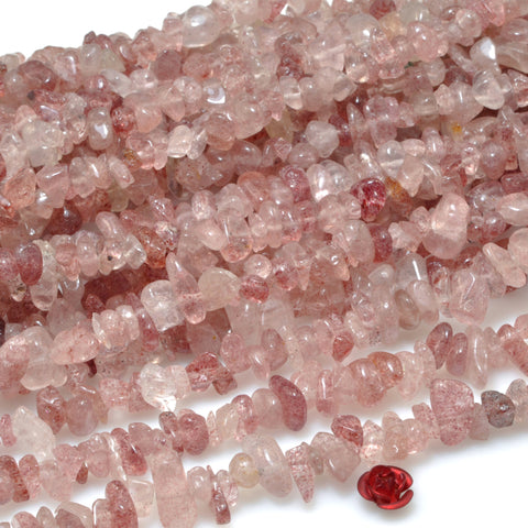 Natural Strawberry Quartz smooth chips beads wholesale loose gemstones for jewelry making diy bracelet necklace