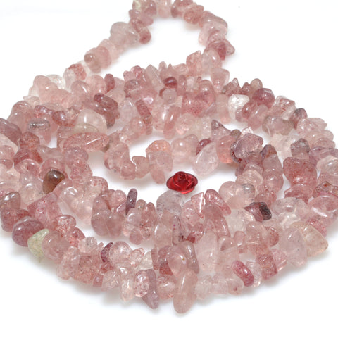 Natural Strawberry Quartz smooth chips beads wholesale loose gemstones for jewelry making diy bracelet necklace