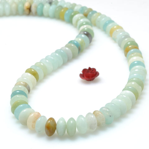 Natural Multicolor Amazonite smooth rondelle beads loose gemstone wholesale for jewelry making diy bracelet