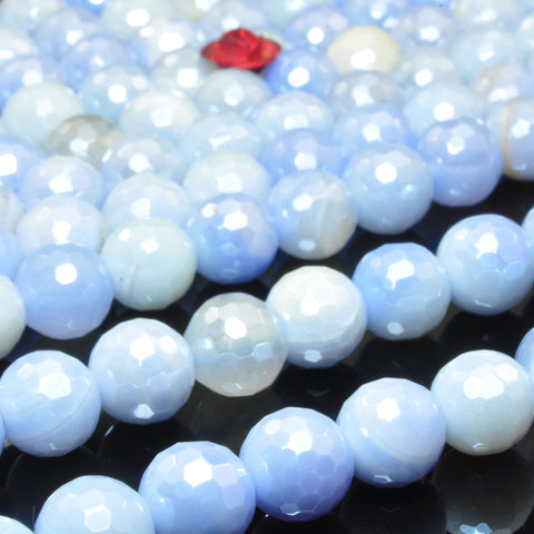 Blue Agate Titanium Coated Agate faceted round beads wholesale loose gemstone for jewelry making