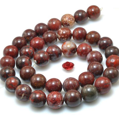 Natural Red Brecciated Jasper smooth round beads wholesale loose gemstones for jewelry making diy bracelet necklace