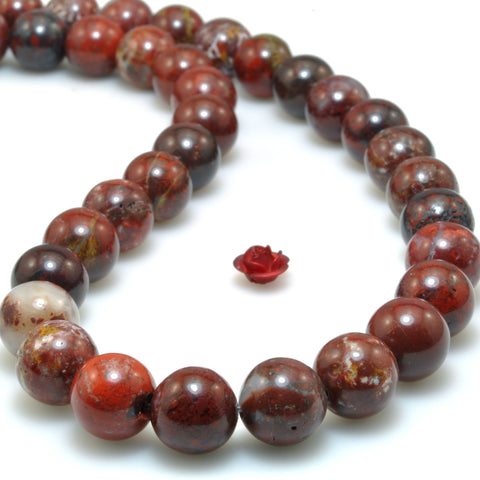 Natural Red Brecciated Jasper smooth round beads wholesale loose gemstones for jewelry making diy bracelet necklace
