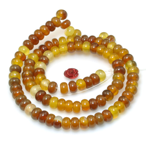 Natural Rainbow Agate Brown Agate stone smooth rondelle beads for jewelry making diy bracelet necklace