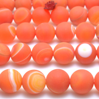Orange Banded Agate matte round beads striped agate gemstone wholesale for jewelry making diy bracelet necklace