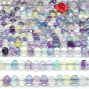 Natural rainbow fluorite faceted pumpkin rondelle beads Multicolor gemstone wholesale for jewelry making bracelet DIY