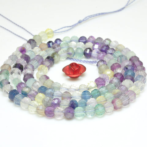 Natural rainbow fluorite faceted pumpkin rondelle beads Multicolor gemstone wholesale for jewelry making bracelet DIY