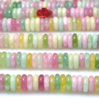 Rainbow Jade smooth rondelle spacer beads Macaron multicolor gemstone wholesale for jewelry making DIY bracelet necklace