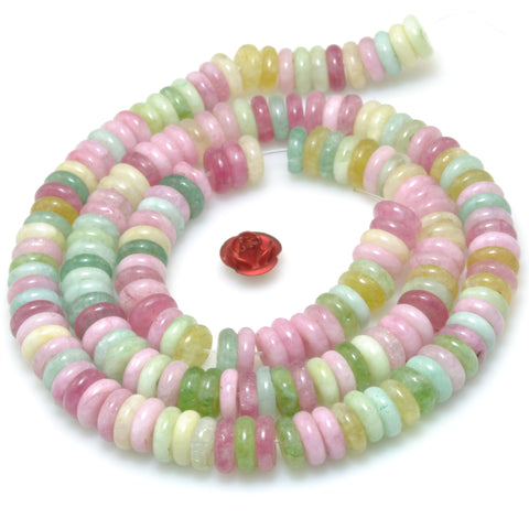 Rainbow Jade smooth rondelle spacer beads Macaron multicolor gemstone wholesale for jewelry making DIY bracelet necklace