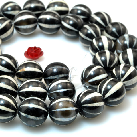 Black onyx watermelon smooth round beads loose gemstone wholesale jewelry making bracelet diy stuff