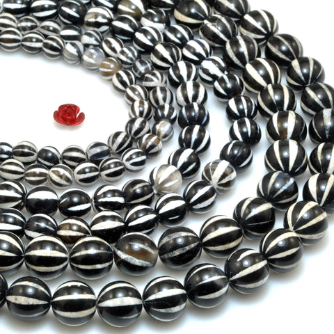 Black onyx watermelon smooth round beads loose gemstone wholesale jewelry making bracelet diy stuff