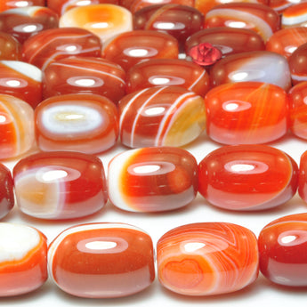 Red Banded Agate smooth barrel drum beads wholesale loose gemstone for jewelry making bracelet necklace
