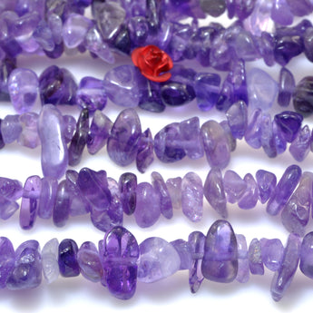 35 inches of Natural Amethyst smooth Chips beads in 5-9mm