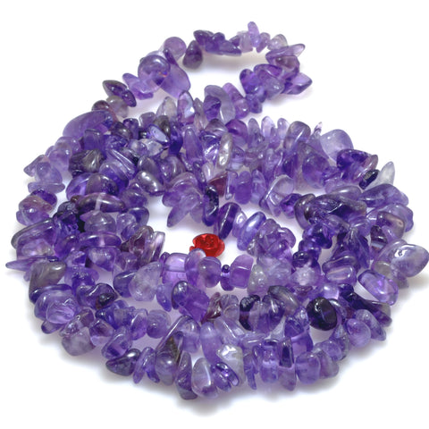 35 inches of Natural Amethyst smooth Chips beads in 5-9mm