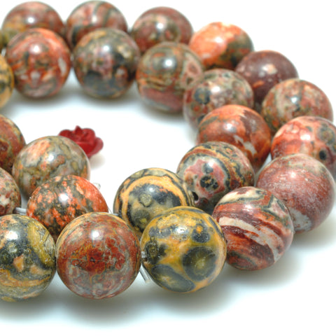 Natural Leopard Skin Jasper smooth round beads red gemstone wholesale for jewelry making diy bracelet necklace