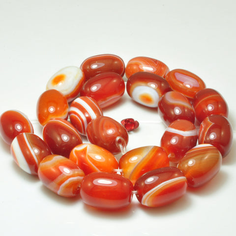 Red Banded Agate smooth barrel drum beads wholesale loose gemstone for jewelry making bracelet necklace