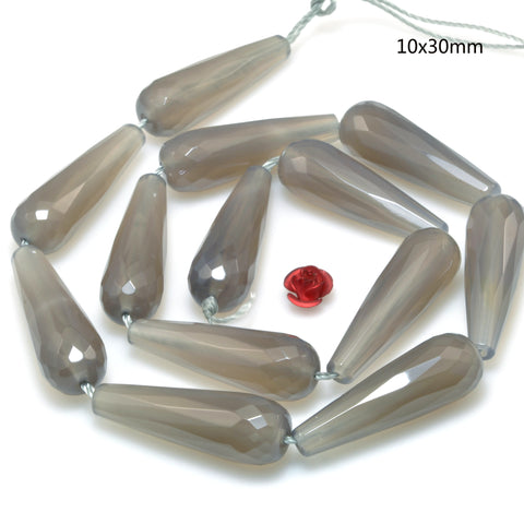 Gray Agate faceted teardrop beads wholesale gemstone for jewelry making diy bracelet necklace