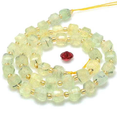 Natural prehnite faceted cube beads green loose gemstones wholesale for jewelry making bracelet necklace diy