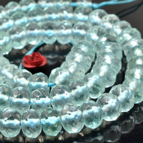 Aqua crystal glass faceted rondelle beads for jewelry making diy bracelet necklace design