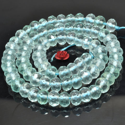 Aqua crystal glass faceted rondelle beads for jewelry making diy bracelet necklace design