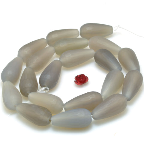 YesBeads Grey Agate Matte and faceted teardrop beads wholesale gemstone jewelry