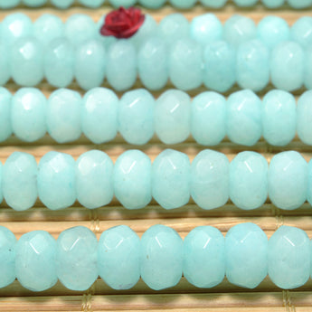 Malaysia Blue Jade faceted rondelle beads Amazonite color gemstone wholesale jewelry making diy