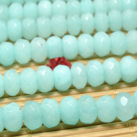 Malaysia Blue Jade faceted rondelle beads Amazonite color gemstone wholesale jewelry making diy