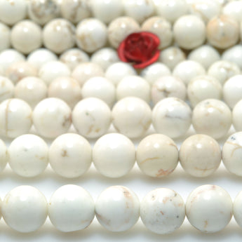 Natural White Turquoise smooth round beads wholesale loose gemstones for jewelry making diy bracelet necklace