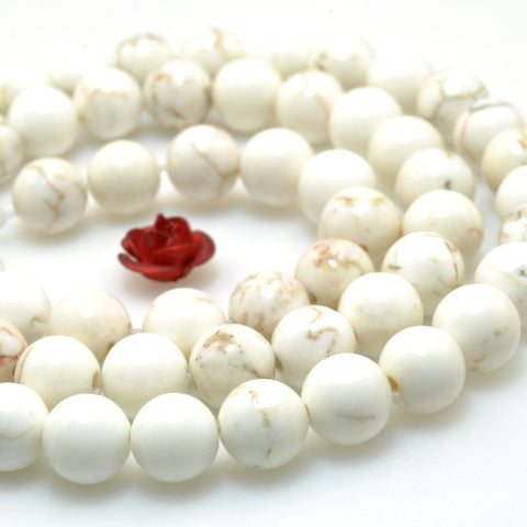 Natural White Turquoise smooth round beads wholesale loose gemstones for jewelry making diy bracelet necklace
