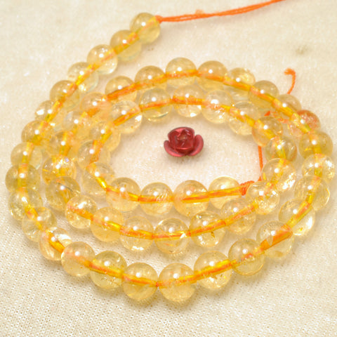 Natural Citrine smooth round beads golden yellow crystal stone wholesale jewelry making diy