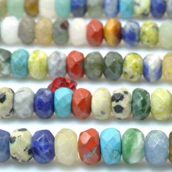Natural Mix Stone Multicolor Gemstone faceted rondelle beads wholesale jewelry making diy bracelet necklace