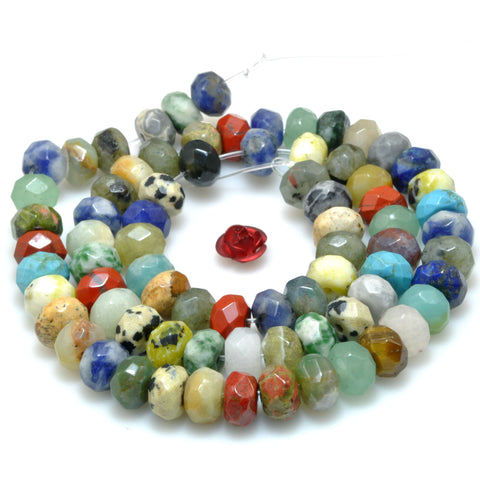 Natural Mix Stone Multicolor Gemstone faceted rondelle beads wholesale jewelry making diy bracelet necklace
