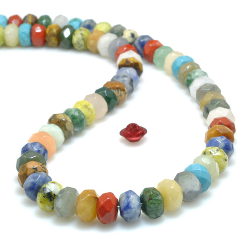 Natural Mix Stone Multicolor Gemstone faceted rondelle beads wholesale jewelry making diy bracelet necklace