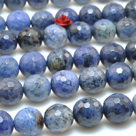 Natural Blue Dumortierite Stone faceted round beads gemstone wholesale jewelry making diy bracelet