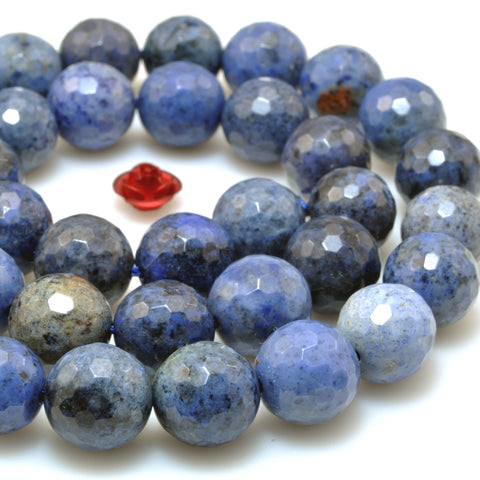 Natural Blue Dumortierite Stone faceted round beads gemstone wholesale jewelry making diy bracelet